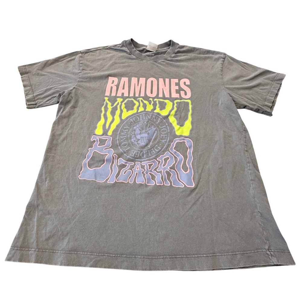 Cotton On Ramones Mondo Bizarro Graphic Tee Grey Boxy Fit Short Sleeve Shirt M